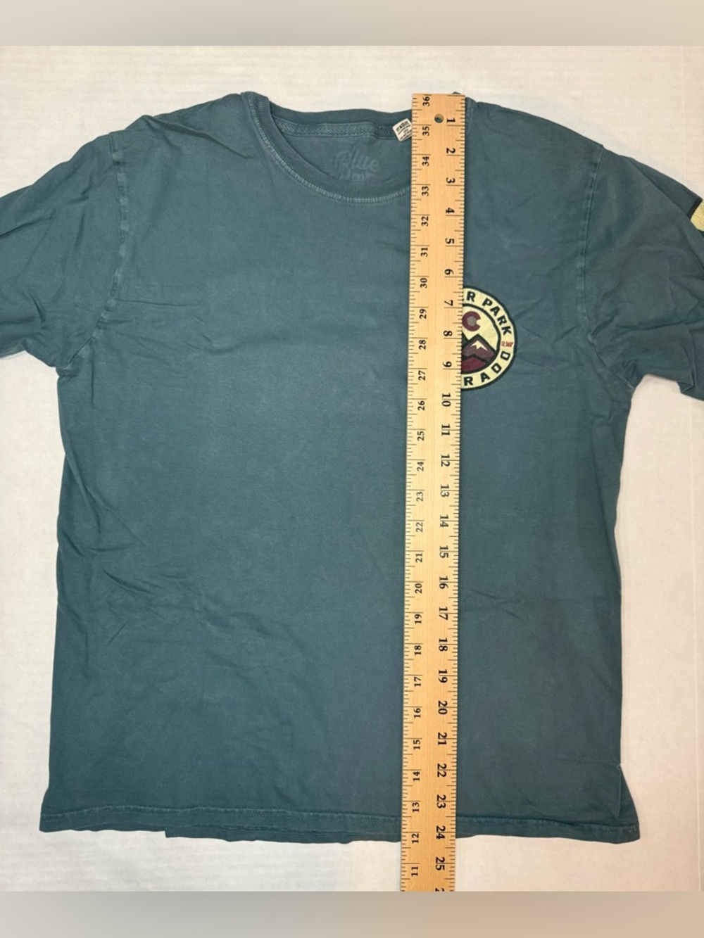 Winter Park Colorado Long Sleeve Graphic Tee Muted Green/Blue Size S - Picture 6 of 12